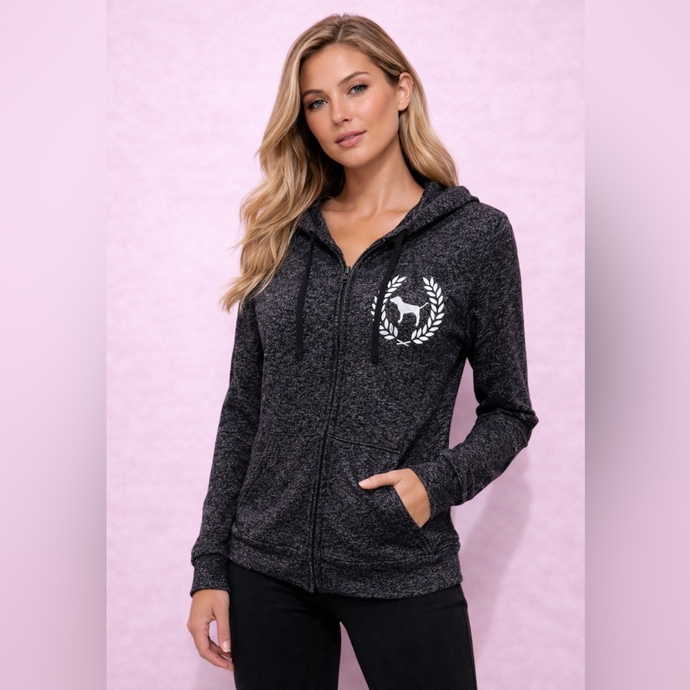 PINK Victoria's Secret Black Hoodie with White Logo